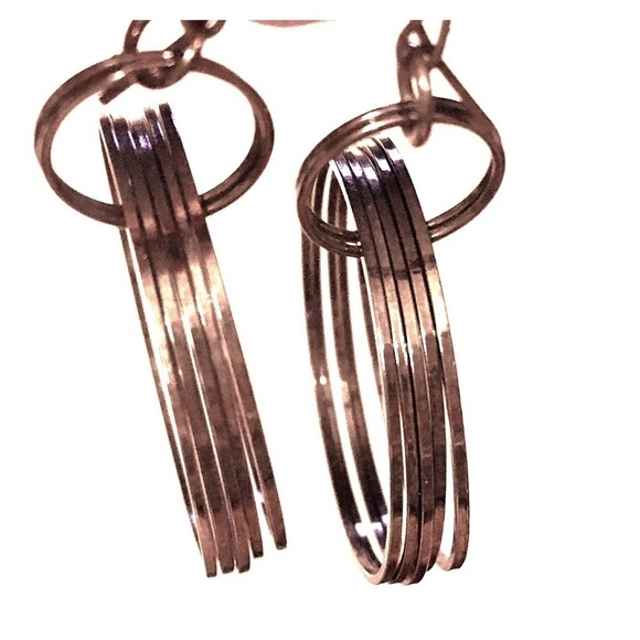 Express Silver Dangly Circle Hoop Earrings - Picture 1 of 3